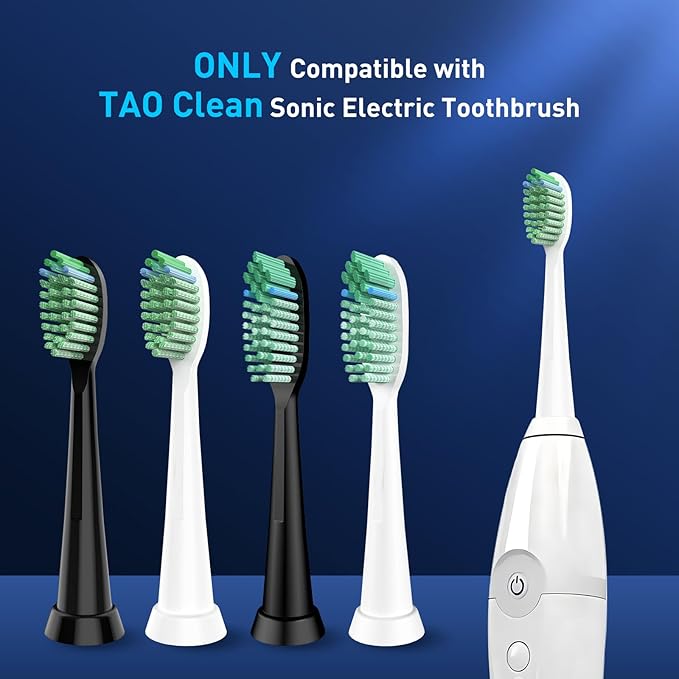 Toothbrush Replacement Heads Compatible with TAO Clean Sonic Electric Toothbrush - Daily Care Whitening Brush Heads Compatible with Taoclean White