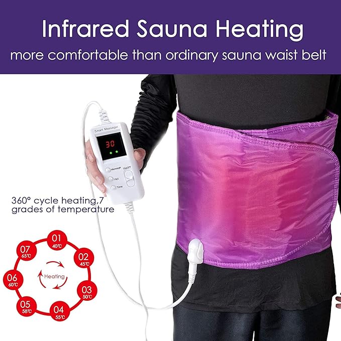Electric Slimming Back Massager Sauna Belt 10 Vibration Massage Modes 360 ° Whole Circle Heating Machine for Waist and Abdominal Belly 7 heat levelsLower Back Massager for Pain Relief Deep Tissue