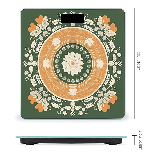 Patterns on The Background Scale for Body Weight Anti-Slip Tempered Glass Digital Bathroom Scales Clear LCD Display Weighing Scale Safe Rounded Corners Smart Scales