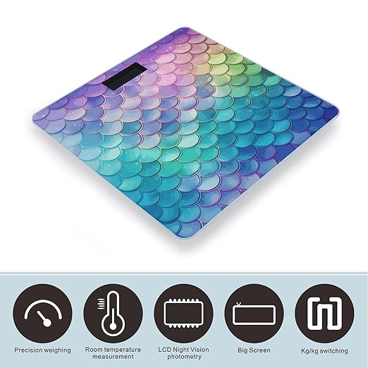 Dreamy Gradient Mermaid Scales Scale for Body Weight Smart Scales Digital Bathroom Scale High Precision Weighing Scales with Large Display Weighing Machine for People