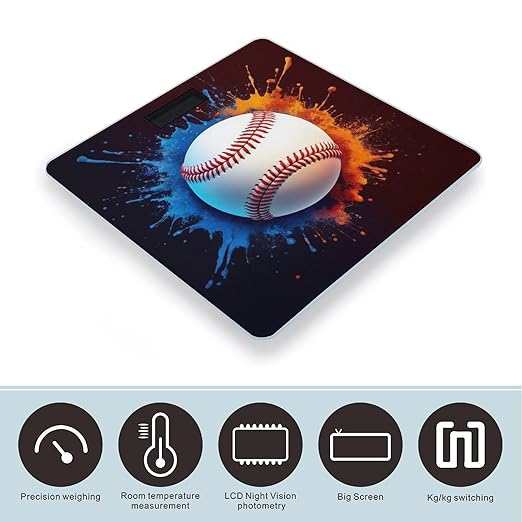 Women's Digital Bathroom Weighing Scale Automatic Switch Energy Saving Scale Smart Scale for Body Weight Paint Splash Ink Baseball