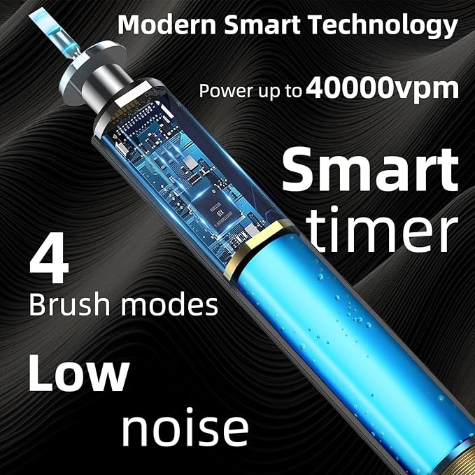 Ultrasonic U-Shaped Toothbrush for Adults Electric Toothbrush for Teeth Whitening Automatic 360-degree with Waterproof IPX7 4 Modes for Cleaning(Black)