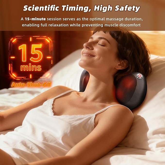 Zenopax Shiatsu Neck and Back Massager with Heat 3D Deep Tissue Kneading Cordless Rechargeable Electric Massage Pillow for Muscle Pain Relief Use at Home Car Office Gifts for Men Women