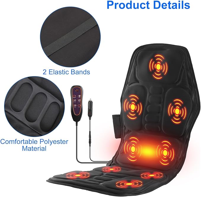 iMounTEK Full Body Massage Chair Pad with Heat Multifunctional Back Massager with Pinpoint Massage Vibration Timer for Home Office Car Use