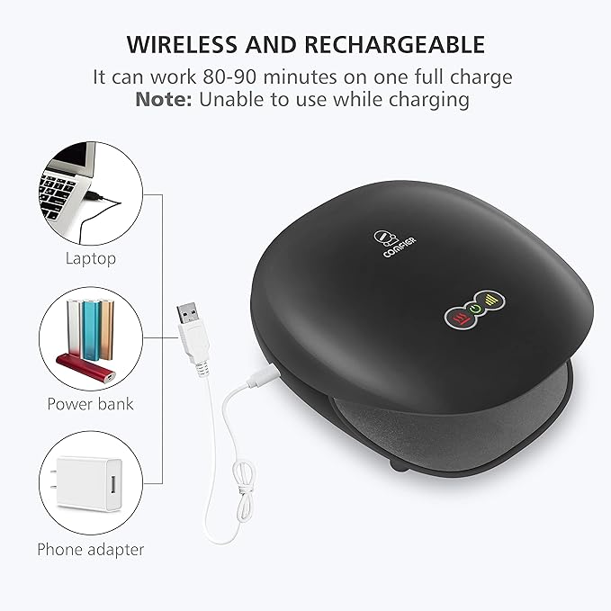 COMFIER Wireless Hand Massager with Heat -3 Levels Compression &amp HeatingRechargeable Hand Massager Machine for Carpal TunnelIdeal Gifts for Women (Black)