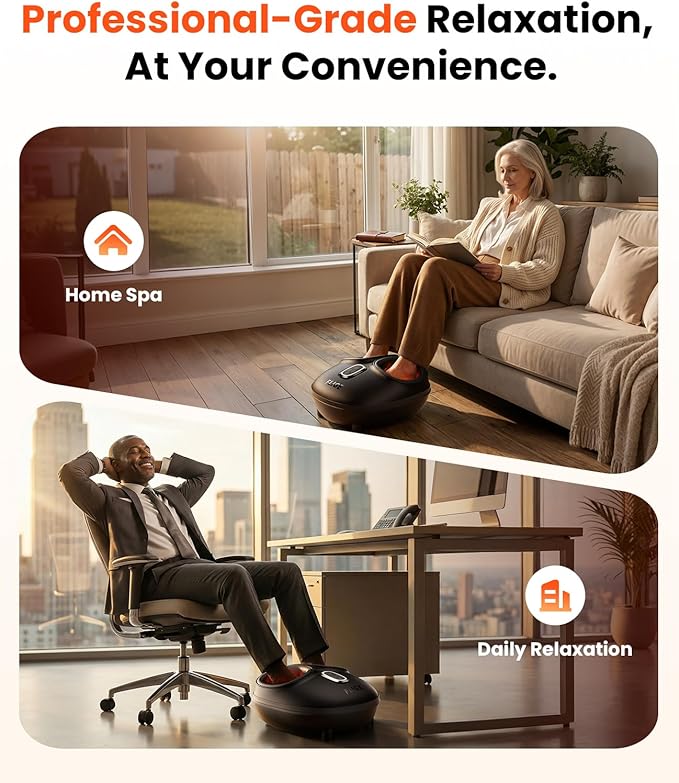 Shiatsu Foot Massager with Heat FSA-HSA Eligible Deep Kneading &amp Compression Feet Massager for Plantar Fasciitis Neuropathy Pain Relief Targets Heel Arch &amp Toes - Fits Up to Men Size 13