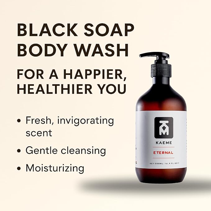 KAEME.COM ETERNAL African Black Soap Body Wash-Deep Cleansing &amp Moisturizing With Natural AntioxidantAntifungal Hydrating Formula for Sensitive Acne-Prone SkinSulfateParaben Free(500mL /16.9Fl
