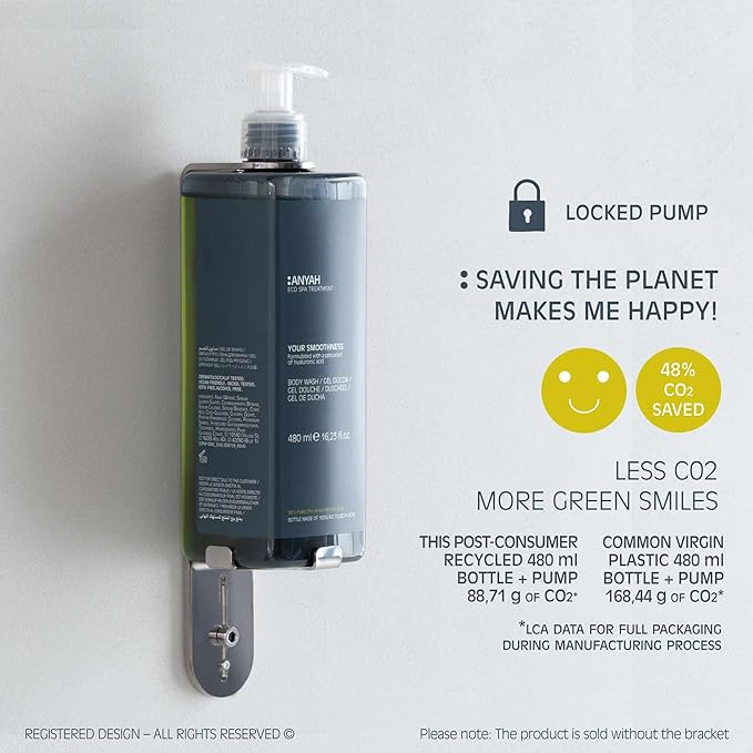 Anyah Body Wash (480 Ml/ 18 pack) Your Smoothness Certified Eu Ecolabel Sealed Pump Recycled Bottle