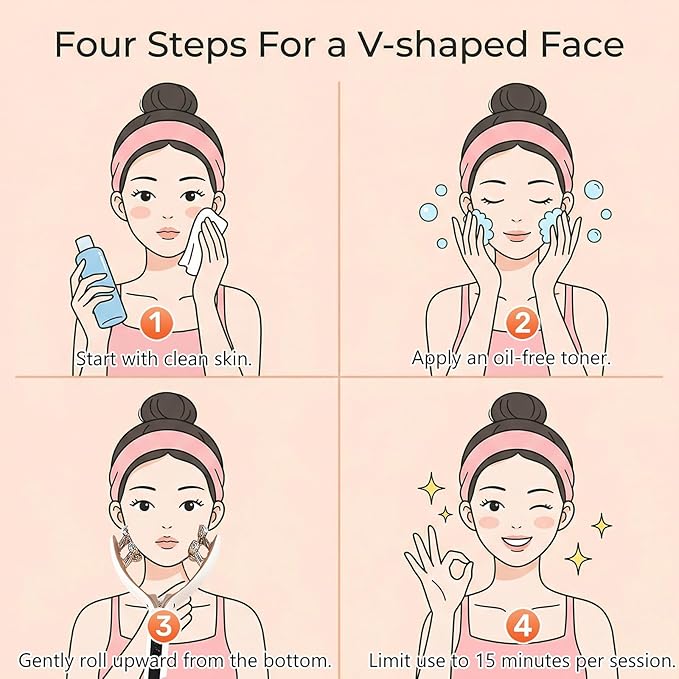 Face Massager and Neck Massager for Women 8-Roller EMS Facial Massager Tool Face Roller with Red Blue Light Electric Lymphatic Drainage Massager Face for V-Line Contouring and Skin Firming