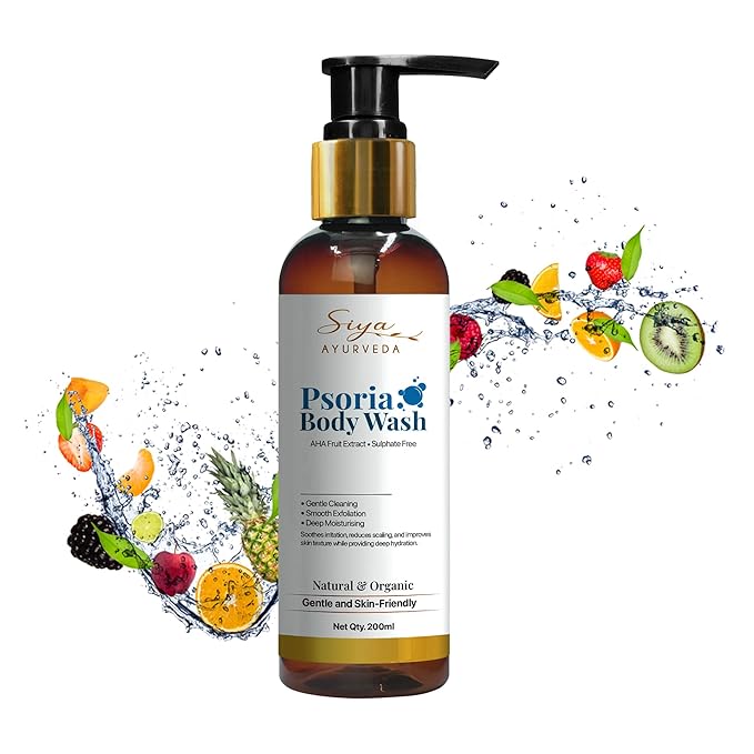 SiyaAyurveda Psoriasis Body Wash - Gentle 1% Salicylic Acid Cleanser – Psoriasis Treatment Soothes Itching Redness Flaking – Salicylic Acid Fragrance Free Body Wash (6.7 fl oz)