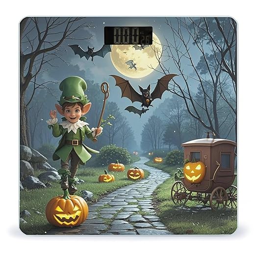 Elves and Bats Bathroom Scale for Body Weight Bathroom Weighing Scales with Back Lit LED Display Sturdy Tempered Glass Body Weight Bathroom Scale 400lb Weighing