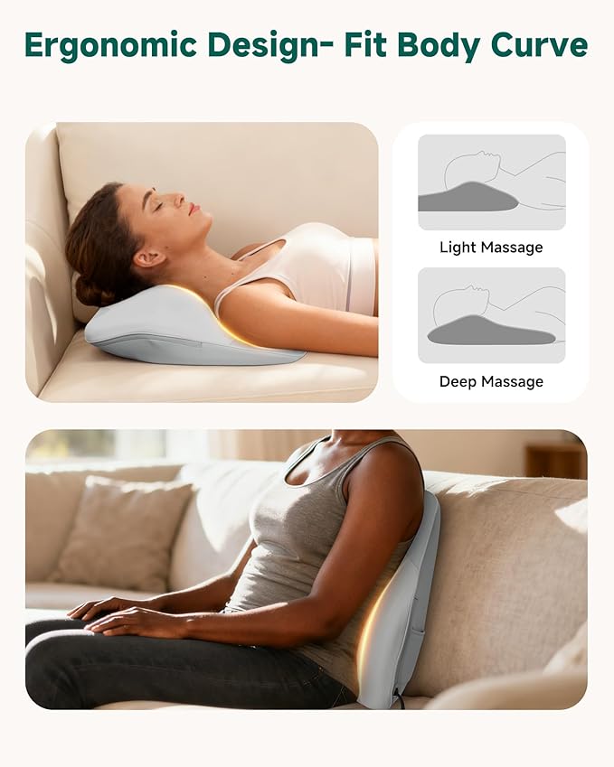 Snailax Shiatsu Back Massager with Heat 4D Kneading Neck Massager Back Neck Shoulder Massager for Pain Relief Deep Tissue 3 Speed/3 Modes Portable for Home Office Car Use