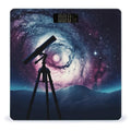 Space Galaxy with Telescope Bathroom Scale Automatic Power On/Off Body Scales LCD Backlight Display Square Digital Scale Rounded Corners Bathroom Scales for Home Bedrooms