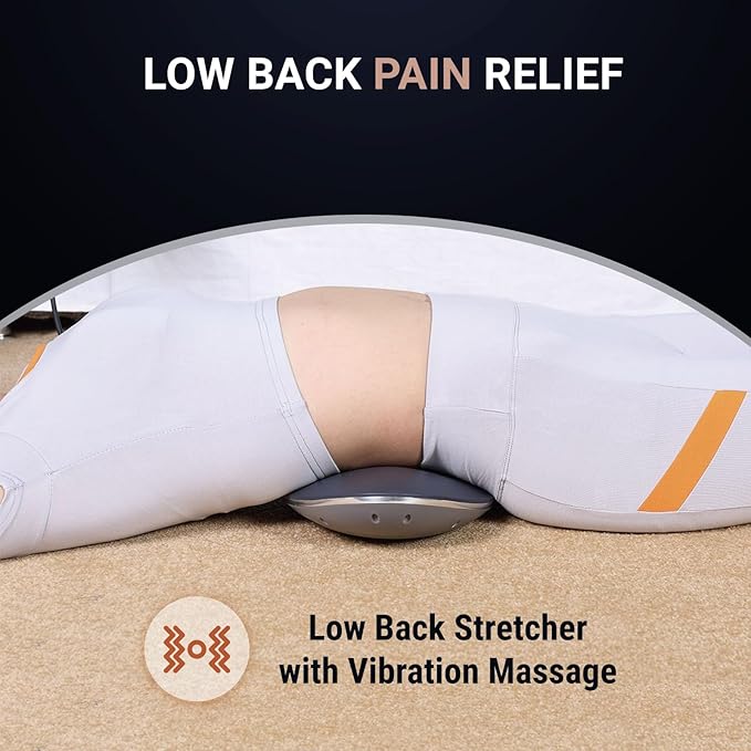 Back Pain Relief - Low Back Stretcher with Vibration Massage Infrared Heat and Air Pressure Spinal Decompression - Dynamic Wedge Automatic Lumbar Traction