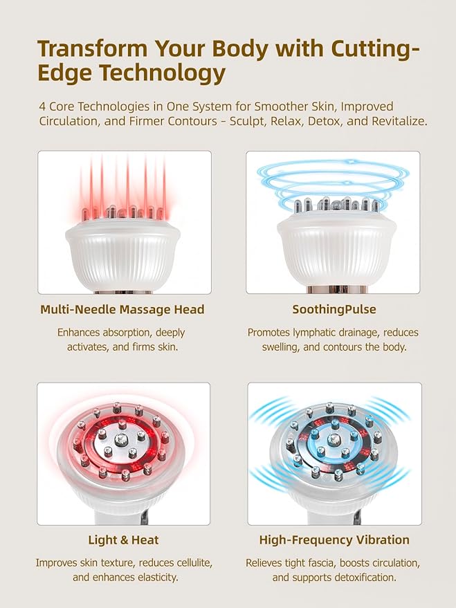 DiDEER Lymphatic Drainage Massager &amp Anti Cellulite Massage Tool Reduce Stretch Marks &amp Cellulitefor Legs Arms &amp Belly Body Sculpting Machine with Microcurrent Light Heat &amp Vibra