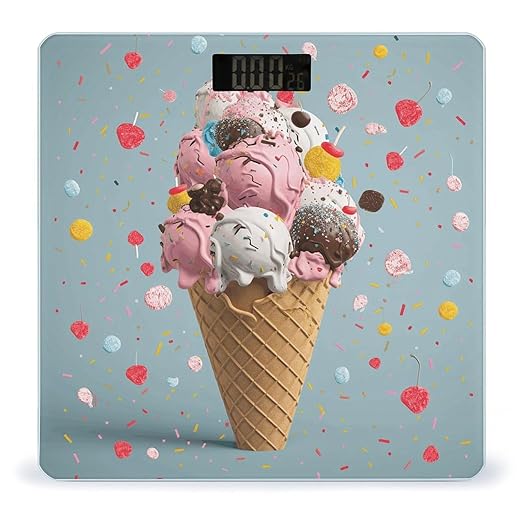 Sweet Ice Cream Bathroom Scale Large LCD Backlight Display Digital Scale Rounded Corners Body Scales Automatic Power On/Off Bathroom Scales for Home Bedrooms
