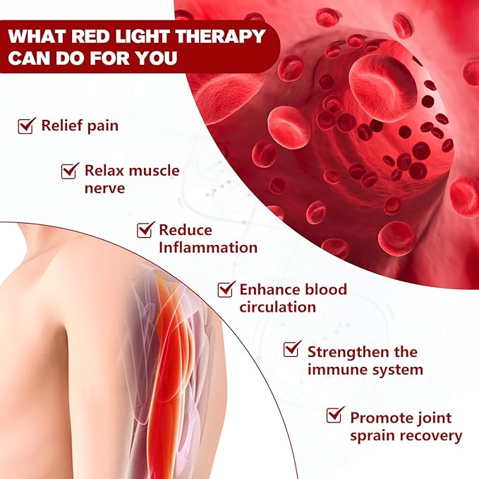 Cordless Red Light Therapy Belt for Back Pain Relief Infrared Light Therapy Portable Wrap for Waist Lower Back Shoulder Thigh Joint Relax