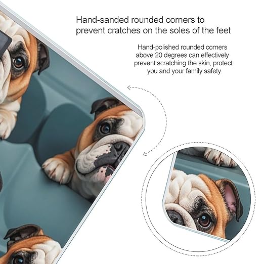 Funny English Bulldog Scale for Body Weight Accurate Digital Bathroom Scale Toughened Glass High Precision Scales Smart Weight Scales with Large LCD Backlight Display Weighing Machine