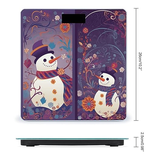 Digital Bathroom Scale for Body Weight Scale with Bright LCD Display High Accuracy Step-On Technology Auto On/Off Snowman and New Year Digital Scales 400 Lbs /180kg