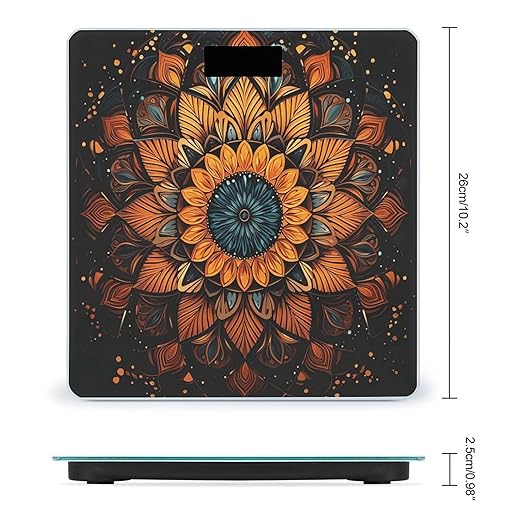Mandala Digital Bathroom Scale for Body Weight Weighing Scale with Backlit LCD Display High Precision Measurements &amp Measures Weight Up to 180kg