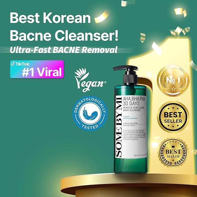 SOME BY MI AHA BHA PHA 30 Days Miracle Acne Clear Body Cleanser 13.5oz – Salicylic Acid &amp Tea Tree Acne Body Wash – Deep Cleansing Sulfate &amp Paraben Free Korean Skin care