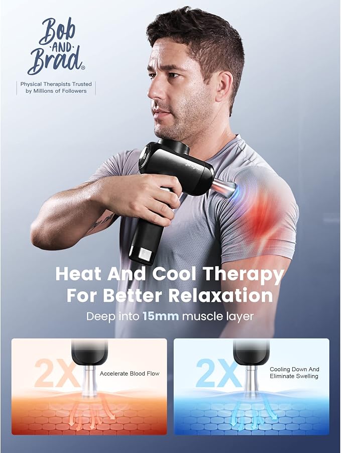 BOB AND BRAD X6 Pro Massage Gun and Electric Heating Pad for Back Neck and Shoulders