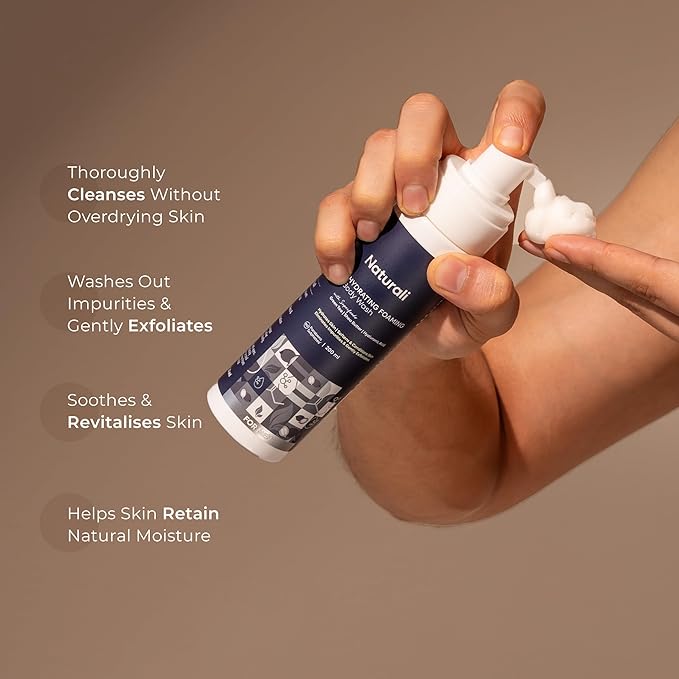 Hydrating Foaming Body Wash For Men | With Green Tea Shea Butter &amp Hyaluronic Acid | Cleanses &amp Removes Impurities | Soothes &amp Revitalises Skin | 200ml