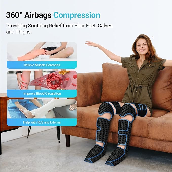 Leg Massager with Heat FSA Eligible HSA Air Compression Leg Massager for Blood Circulation and Pain ReliefMuscle FatigueCrampsSwelling and Edema