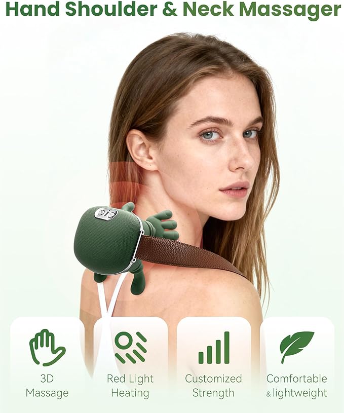 Neck and Back Massager Official 4D Deepkneading Neck Massager 2.0 with Heat Wireness with 2 Temp Levels &amp 3-Speed for Pain Relief Deep Tissue (1Pcs)