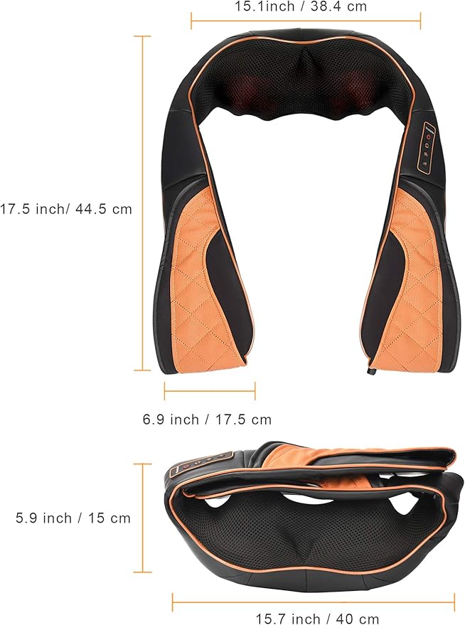 TRIDUCNA Shiatsu Neck Shoulder Back Massager with Heat and Carry Bag - Electric Massage Pillow with Deep Tissue Kneading for Lower Back Calf Leg Massage - Use at Home Office and Car