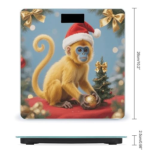 Christmas Monkey Scale for Body Weight Sturdy Tempered Glass Weighing Scales with LCD Display Accurate Digital Bathroom Scale Convenient Body Fat Smart Scales Easy Read