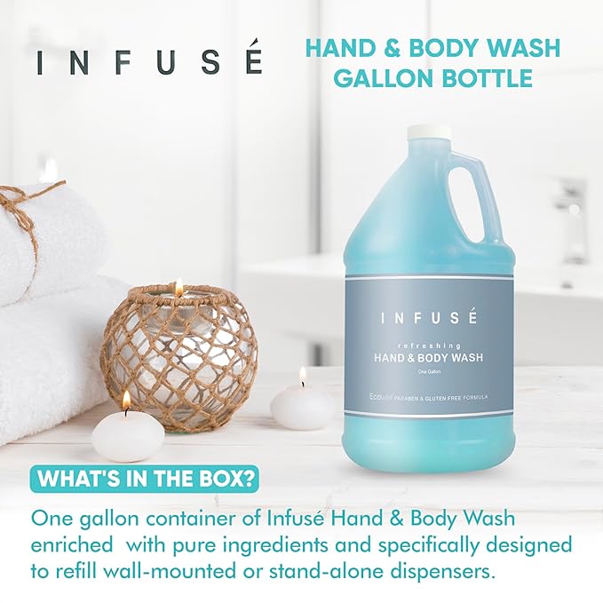 Terra Pure Infuse Hotel Body Wash/Hand Soap | 1 Gallon | Designed to Refill Soap Dispensers (Set of 4)