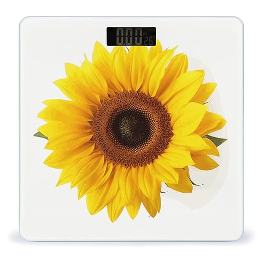 Sunflower Isolated Scale with LCD Easy-to-Read Anti-Slip Weight Digital Bathroom Scale Precision Weighing Scales Sturdy Tempered Glass Body Weight Scales for Daily Use