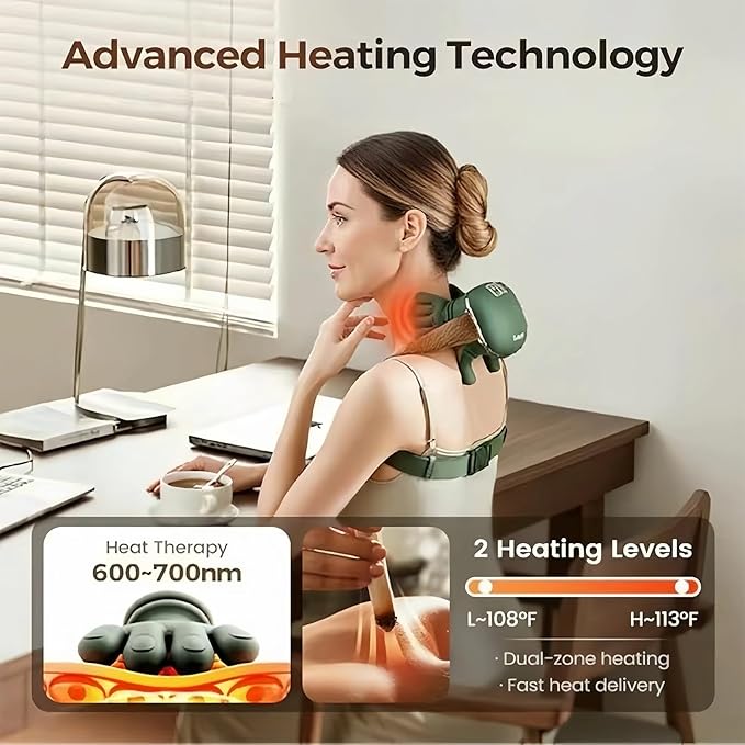 Smart Neck &amp Shoulder Massager with Heat Therapy – 2026 New 4D Wireless Massager Shiatsu Deep Tissue Relief with Heat Neck and Shoulder Massage Real Touch Heat Massager for Relaxation