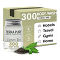 Terra Pure Travel Size Hotel Body Wash 300 Count 1 oz Bottles Guest Amenities for Hotels Vacation Rentals and Short Term Rentals Paraben Free Green Tea Scent Infused with Aloe and Olive Oil