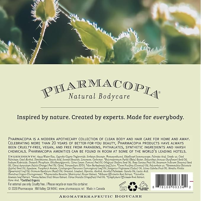 Pharmacopia Verbena Body Wash - Natural Shower Gel Moisturizing and Nourishing Body Cleanser - Infused with Organic Aloe Vera Coconut Oil and Green Tea Extract - Vegan and Cruelty-Free 16 oz