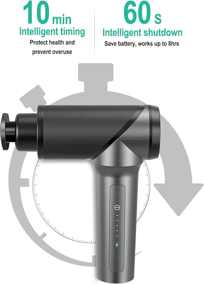 Medcursor Massage Gun - High Intensity Brushless Motor Handheld Percussion Deep Tissue Massager with 6 Massage Heads for Sore Muscle and Stiffness Valentines Day Gifts (Gray)