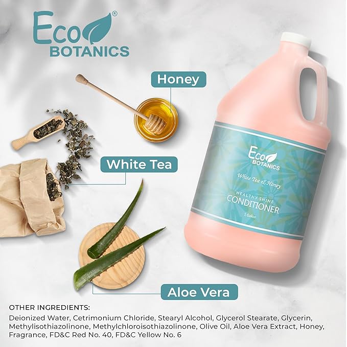 Terra Pure 1-Shoppe Eco Botanics Natural Conditioner with Raw Honey &amp White Tea | Gallon Jug Bulk Toiletries for Airbnb Vacation Rentals and Home Bathroom | Refill For Soap Dispensers