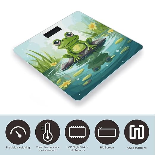 Digital Bathroom Scale for Body Weight Scale with Bright LCD Display High Accuracy Step-On Technology Auto On/Off Frog in A Pond Digital Scales 400 Lbs /180kg