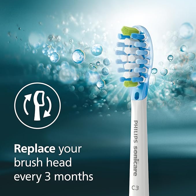 Philips Sonicare C3 Two-in-One - Genuine Replacement Electric Toothbrush Heads White 4 Pack One Year Supply HX9044/65