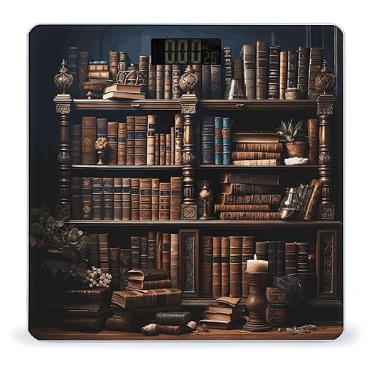 Books on The Bookshelf Scale for Body Weight Sturdy Tempered Glass Weighing Scales with LCD Display Accurate Digital Bathroom Scale Convenient Body Fat Smart Scales 400lb