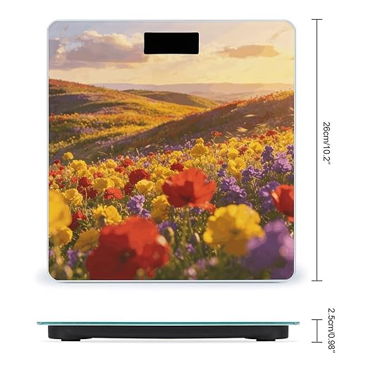 Gilded Flower Sea Weight ScaleClear LED Display Bathroom Digital Weighing ScaleTempered Glass Digital Bathroom Scale for Body Weight Capacity Up to 400 Lbs