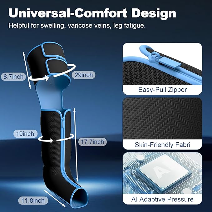 Leg Massager for Circulation and Pain Relief Leg Massager with Heat and Compression Leg Air Compression Massager Gift for Women Men Mom Dad