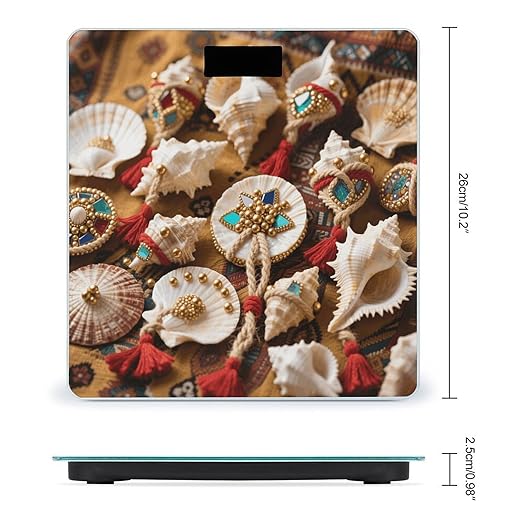 Beach Shell Scale for Body Weight Sturdy Tempered Glass Weighing Scales with LCD Display Accurate Digital Bathroom Scale Convenient Body Fat Smart Scales Easy Read