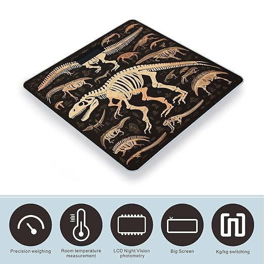 Dinosaur Skeleton Print Scale for Body Weight Digital Bathroom Scale Accurate Smart Weight Scales with Large Display Weighing Machine High Precision Scales