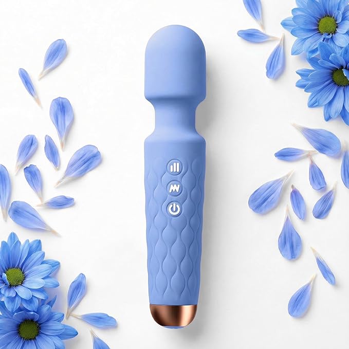 Rechargeable Personal Massager 8-Speed &amp 20-Mode Cordless Handheld Percussion Massager for Neck Back Shoulder Relaxation Quiet Handheld Body Massager with Ergonomic Design(Sky Blue)