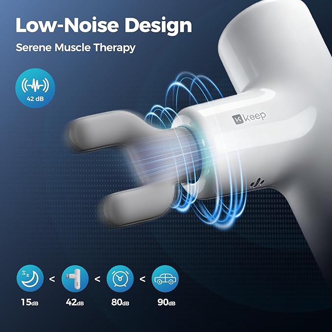 KEEP Massage Gun Deep Tissue with Heat Portable Percussion Muscle Massager Gun for Athletes &amp Pain Relief Ultra-Quiet Brushless Motor Lightweight Electric Massager for Neck Back Shoulder (G2 Ai