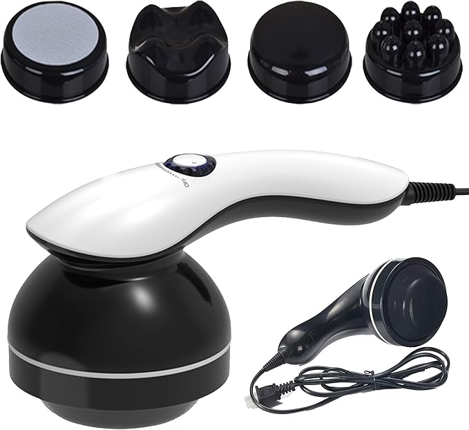 Handheld-Cellulite Massager Body Sculpting-Machine Full Body Massager Hand Held Back-Massager Electric Foot Massager Body Shaper for Women Celulitis-Remover Machine with 4 Massage Wand Attachment