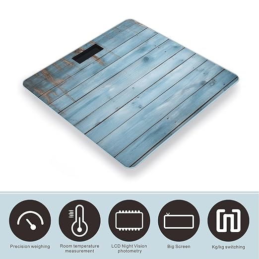Blue Wood Smart Scale for Body Weight Accurate Bathroom Scale with LED Display Digital Weight Scales Weighing Machine High Precision Scales for Bath Home