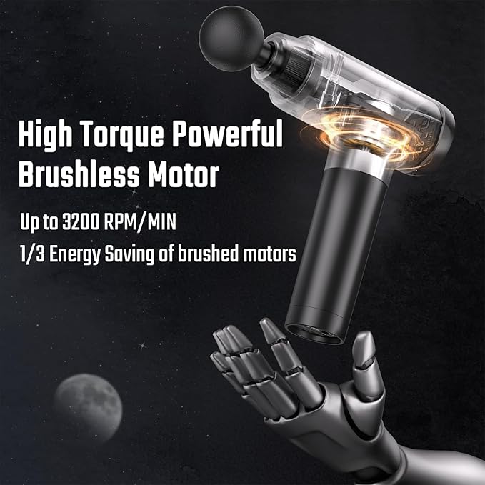 cotsoco Massage Gun Muscle Massage Gun Deep Tissue Back Massager for Pain Relief 20 Speeds Handheld Electric Massager Tool with Silent Brushless Motor Suitable for Gym Office Home Travel